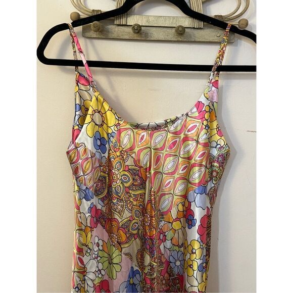 Emma & Michele Satiny Flower Power Floral Slip Dress S - Picture 2 of 5